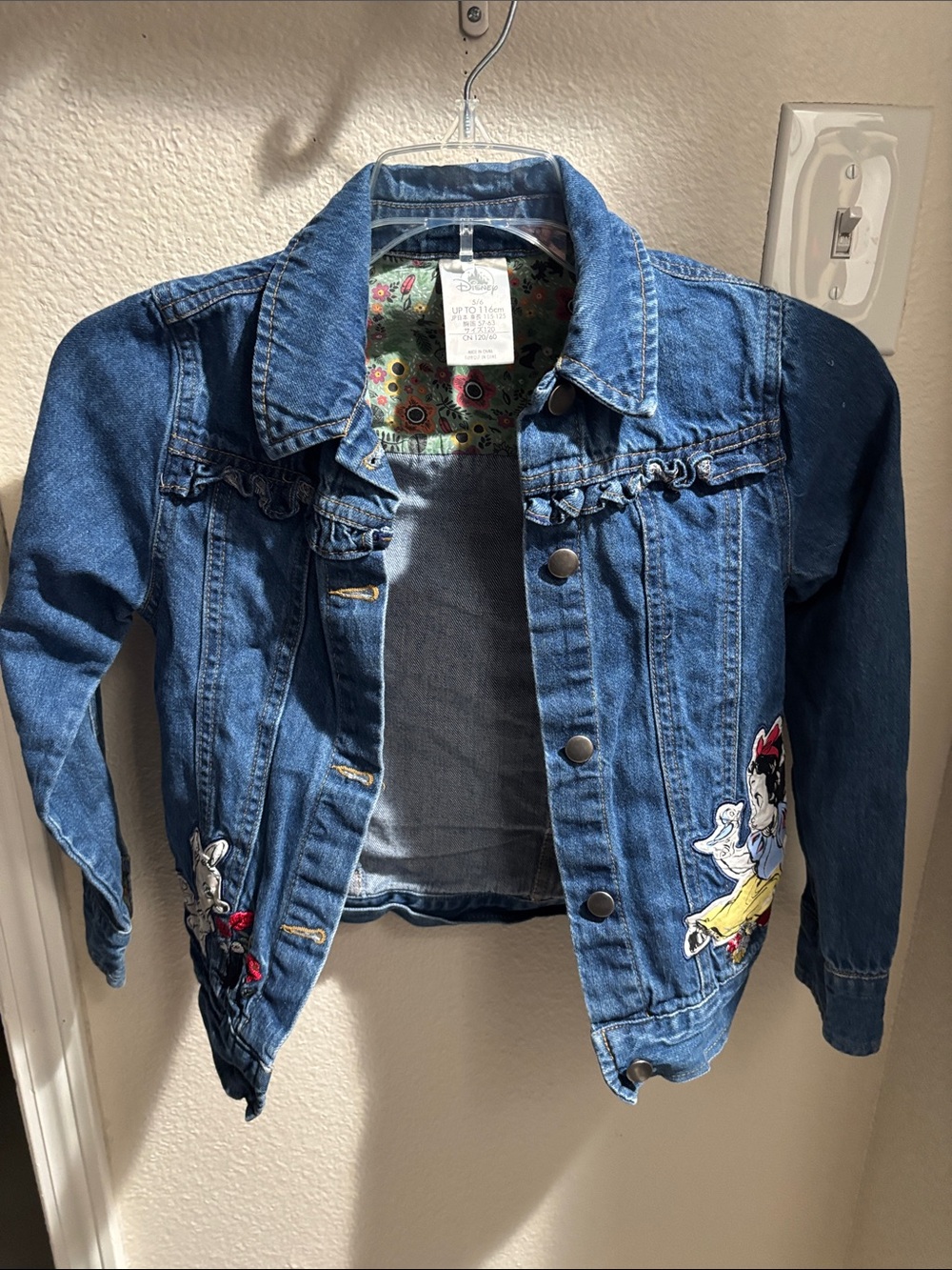 Disney Girls' Blue Denim Jacket with Patches 5/6